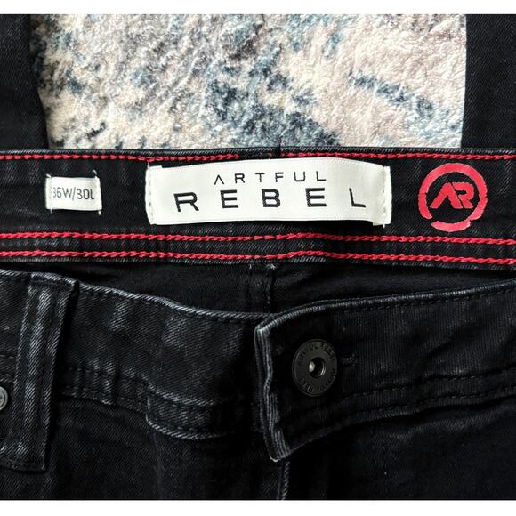 Artful Rebel Black Denim Straight Leg Jeans Mens Size 36X30 - Picture 3 of 9